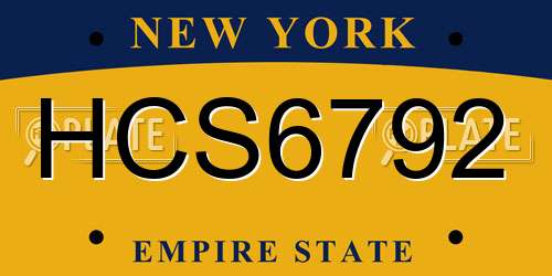 HCS6792 New York License Plate