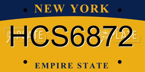 HCS6872 New York License Plate