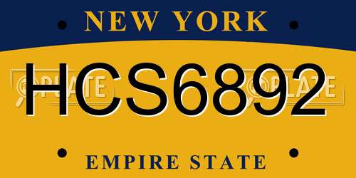 HCS6892 New York License Plate