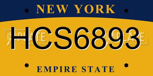 HCS6893 New York License Plate