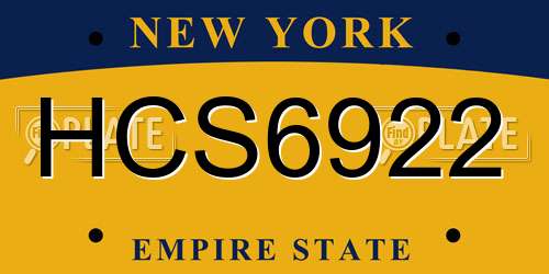 HCS6922 New York License Plate
