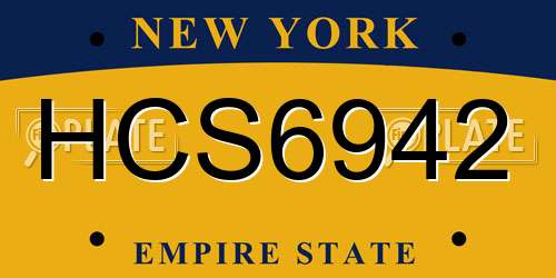HCS6942 New York License Plate
