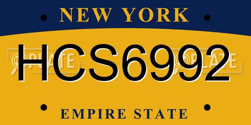 HCS6992 New York License Plate