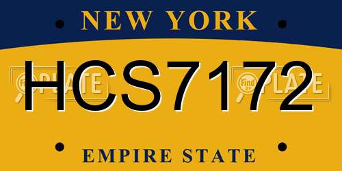 HCS7172 New York License Plate