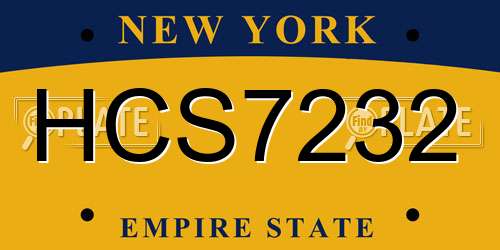 HCS7232 New York License Plate
