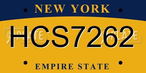 HCS7262 New York License Plate