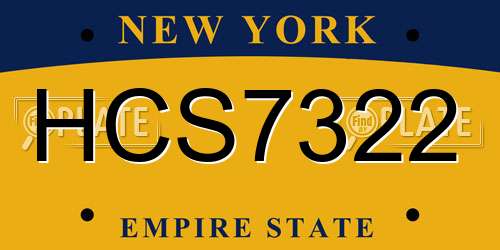 HCS7322 New York License Plate