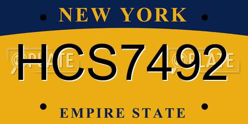 HCS7492 New York License Plate