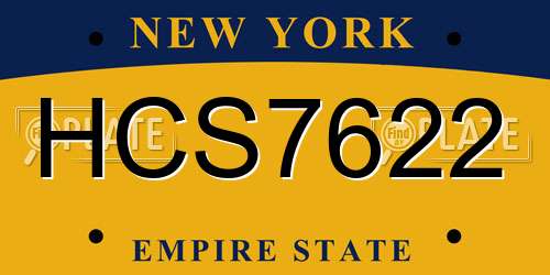 HCS7622 New York License Plate