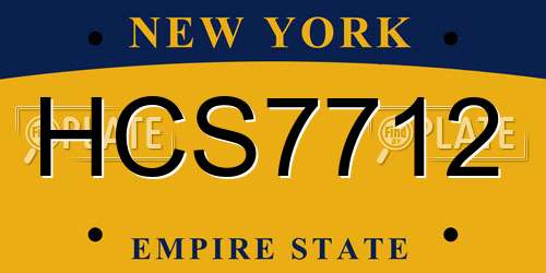 HCS7712 New York License Plate