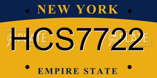 HCS7722 New York License Plate
