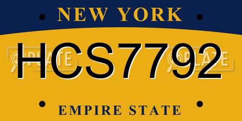 HCS7792 New York License Plate