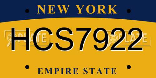 HCS7922 New York License Plate