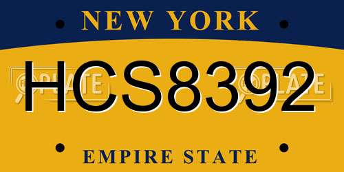 HCS8392 New York License Plate