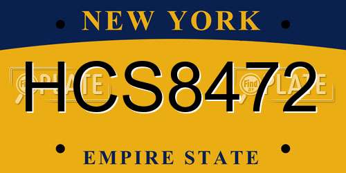 HCS8472 New York License Plate
