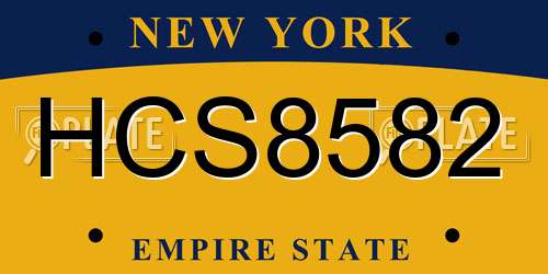 HCS8582 New York License Plate