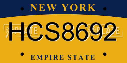 HCS8692 New York License Plate