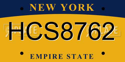 HCS8762 New York License Plate