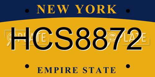 HCS8872 New York License Plate