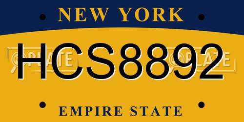 HCS8892 New York License Plate