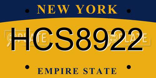 HCS8922 New York License Plate