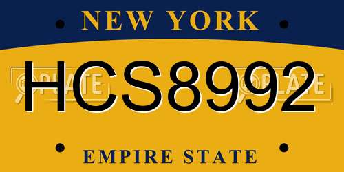HCS8992 New York License Plate
