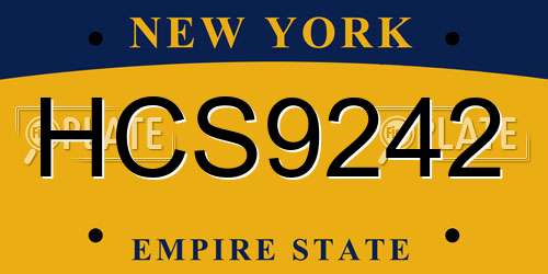 HCS9242 New York License Plate