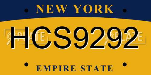 HCS9292 New York License Plate