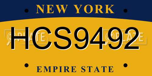 HCS9492 New York License Plate