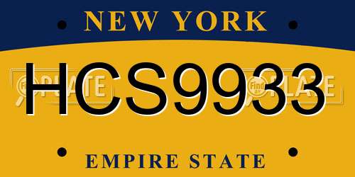 HCS9933 New York License Plate