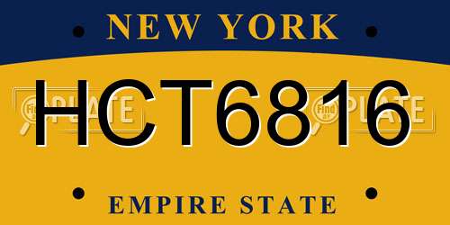 HCT6816 New York License Plate