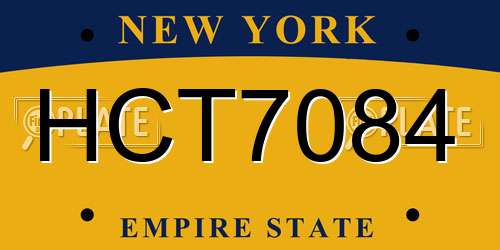 HCT7084 New York License Plate