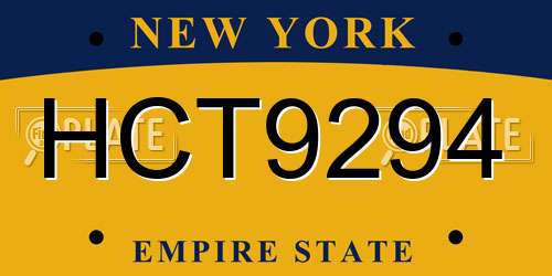 HCT9294 New York License Plate