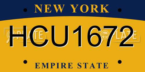 HCU1672 New York License Plate