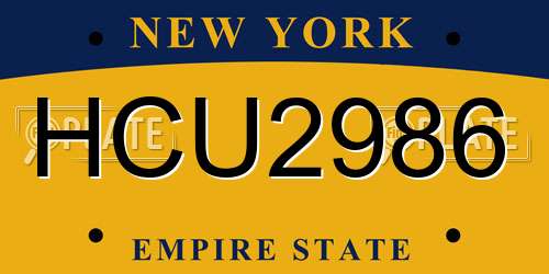 HCU2986 New York License Plate