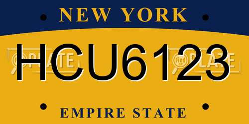HCU6123 New York License Plate