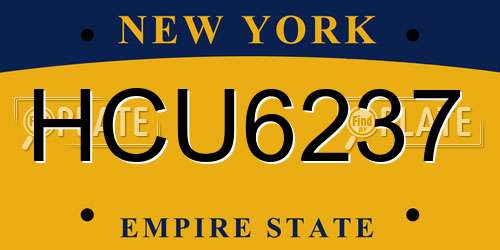 HCU6237 New York License Plate