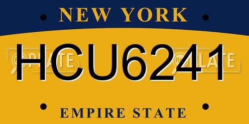 HCU6241 New York License Plate