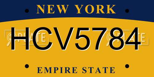 HCV5784 New York License Plate