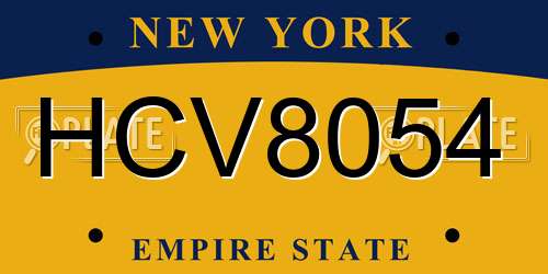 HCV8054 New York License Plate