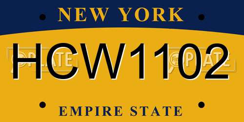 HCW1102 New York License Plate