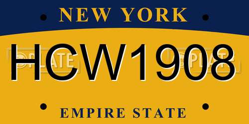 HCW1908 New York License Plate