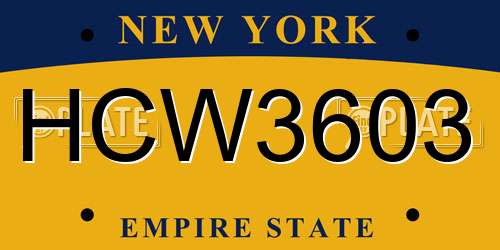 HCW3603 New York License Plate