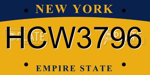 HCW3796 New York License Plate