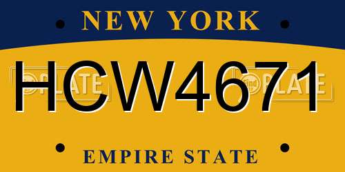 HCW4671 New York License Plate