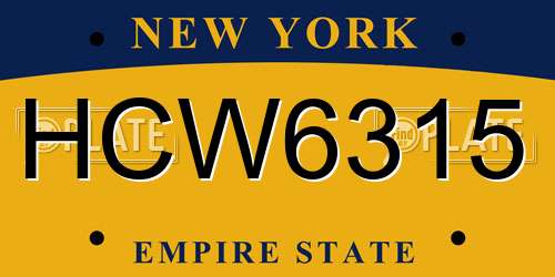 HCW6315 New York License Plate