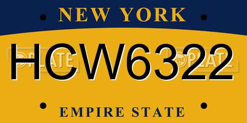 HCW6322 New York License Plate