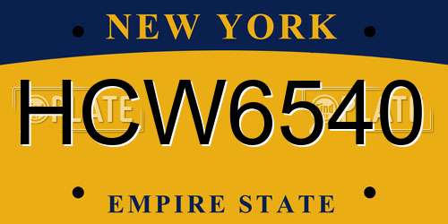 HCW6540 New York License Plate