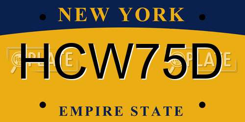 HCW75D New York License Plate