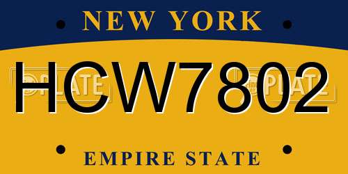 HCW7802 New York License Plate